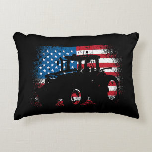 Almofada Decorativa Trator USA Flag design for Patriotic Farmer