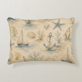 Almofada Decorativa Travesseira de Aquarela Costeira Vintage