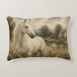Almofada Decorativa Travesseira de Casa de Campo Vintage Cavalo Branco