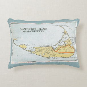 Almofada Decorativa Travesseiro 3 do mapa do vintage de Nantucket
