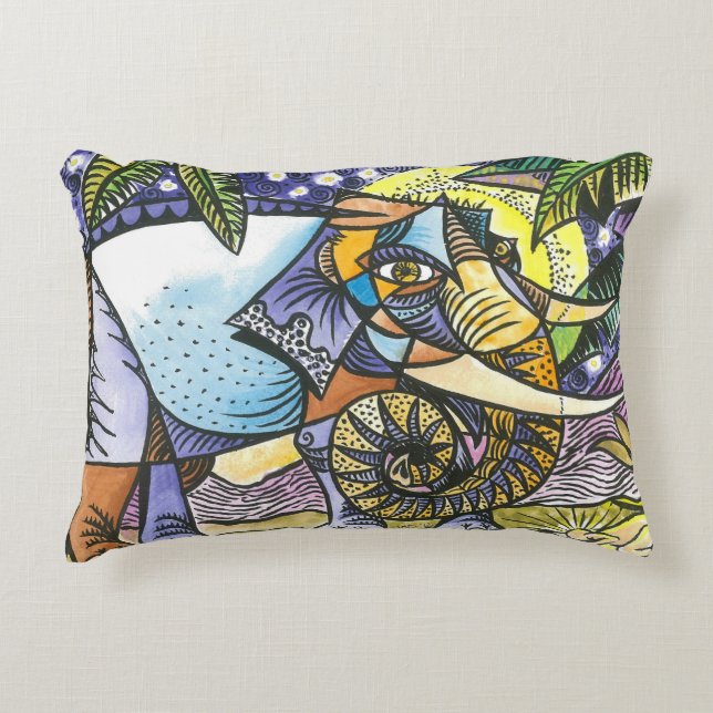 Almofada Decorativa Travesseiro abstrato do acento do elefante (Frente)