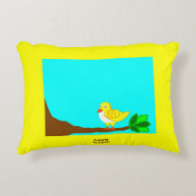 Travesseiro amarelo do acento do pássaro do bom