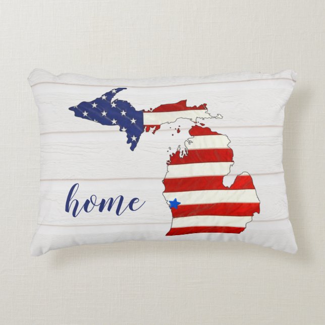Almofada Decorativa Travesseiro Americano de Ênfase Michigan (Frente)
