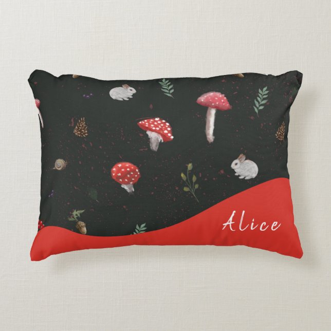 Almofada Decorativa Travesseiro bonitinho da floresta de cogumelos (Frente)