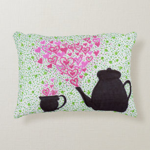 Almofada Decorativa Travesseiro - Bule e coração