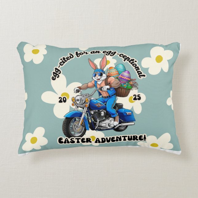 Almofada Decorativa Travesseiro Coelho Biker da Páscoa cega - Primaver (Frente)