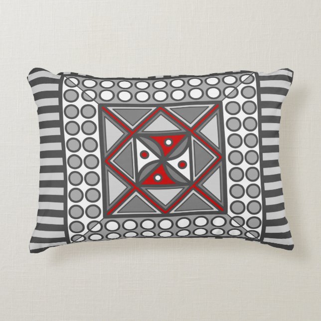Almofada Decorativa Travesseiro com Acabamento Geométrico Alternado (Frente)
