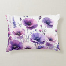 Travesseiro com Acento Floral de Flor Roxa Bonita