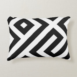 Almofada Decorativa Travesseiro com Padrão de Labirinto em Preto e Bra
