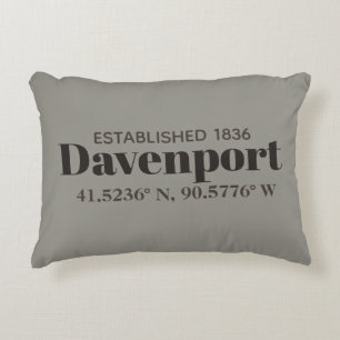 Almofada Decorativa Travesseiro das coordenadas de Davenport, Iowa