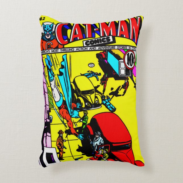 Almofada Decorativa Travesseiro de 1940 CAT-MAN Comics (Frente(Vertical))