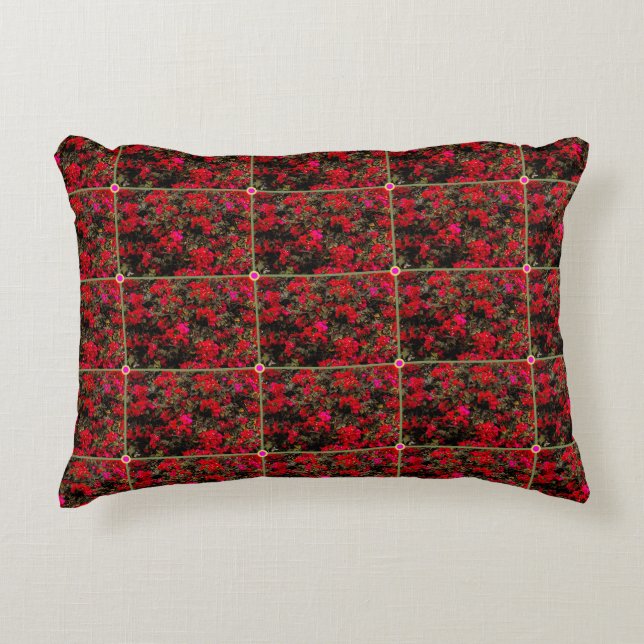 Almofada Decorativa Travesseiro de Acabamento com Padrão de Grade Flor (Frente)