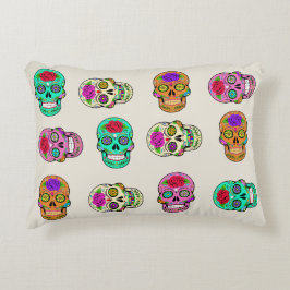 Almofada Decorativa Travesseiro de Acabamento Sugar Skulls