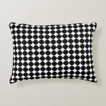 Travesseiro de Acabamento Xadrez Diamante Preto e