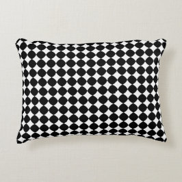 Almofada Decorativa Travesseiro de Acabamento Xadrez Diamante Preto e