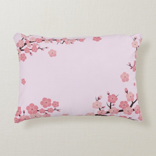 Almofada Decorativa Travesseiro de acento de flores de sakura desabroc (Frente)