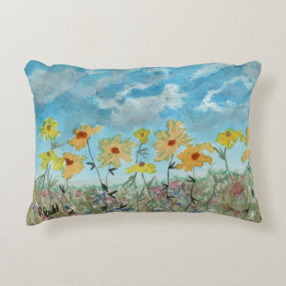 Almofada Decorativa Travesseiro de Acento de Margaridas Impressionista