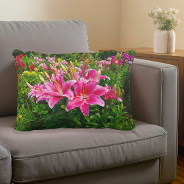 Almofada Decorativa Travesseiro de Acento Lírios Rosa