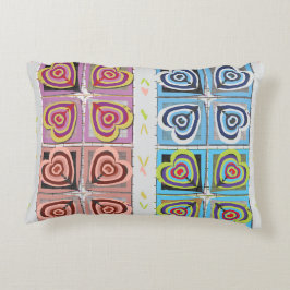 Almofada Decorativa Travesseiro de Algodão com Corações Coloridos