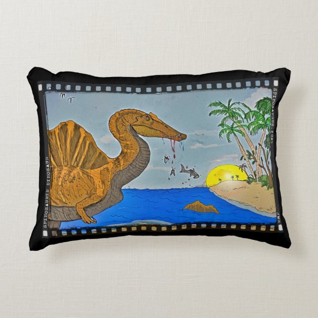 Almofada Decorativa Travesseiro de Arremesso de Praia Spinosaurus Pret (Frente)