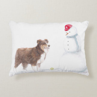 Almofada Decorativa Travesseiro de Arte de Cão de Neve e Pastor austra