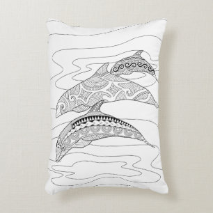Almofada Decorativa Travesseiro de Coloração de Adultos Três Golfinhos