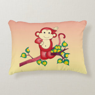 Almofada Decorativa Travesseiro de Destaque Amarelo e Laranja do Macac