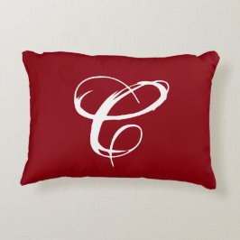 Almofada Decorativa Travesseiro de Destaque "C" Vermelho com o Damask