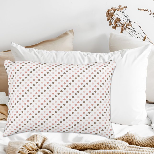 Almofada Decorativa Travesseiro de Destaque da Bolinhas Rosa e Castanh (Criador carregado)