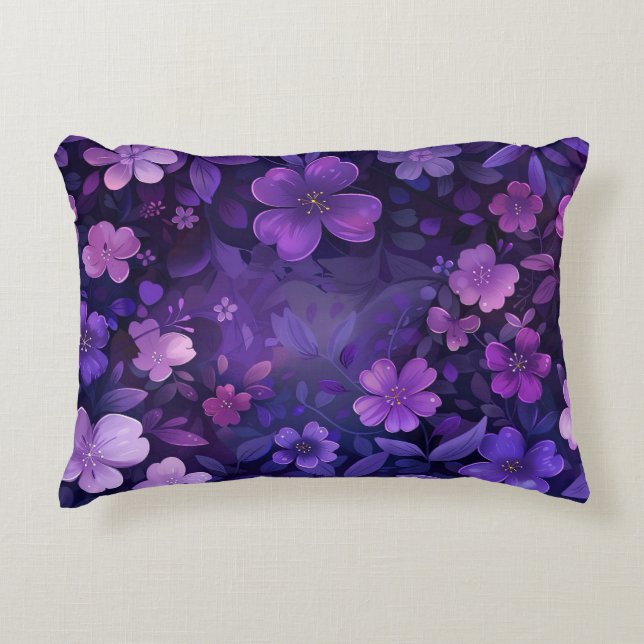 Almofada Decorativa Travesseiro de Destaque da Flor Roxo Profunda (Frente)
