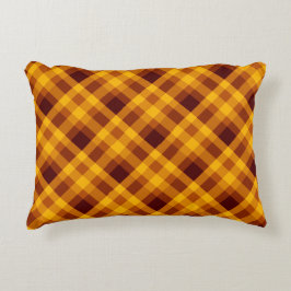 Almofada Decorativa Travesseiro de Destaque da Xadrez Laranja de Abóbo