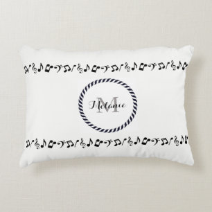 Almofada Decorativa Travesseiro de Destaque das Notas de Música Preta