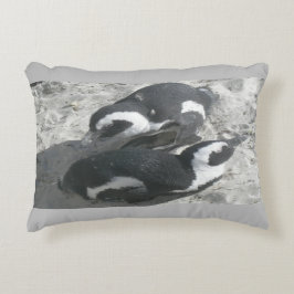 Almofada Decorativa Travesseiro de Destaque de Dois Pinguins Cortados