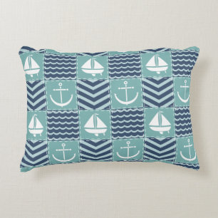 Almofada Decorativa Travesseiro de Destaque de Quilt Náutico