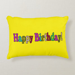 Almofada Decorativa Travesseiro de Destaque Feliz de Aniversário Color