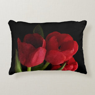 Almofada Decorativa Travesseiro de Ênfase das Flores Vermelhas