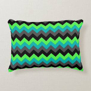 Almofada Decorativa Travesseiro de Ênfase de Chevrons Verdes Pretos