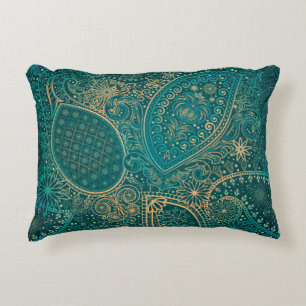 Almofada Decorativa Travesseiro de Ênfase de Turquesa Étnica