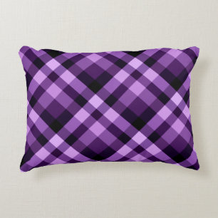 Almofada Decorativa Travesseiro de Ênfase de Xadrez Roxo de ameixa Mod