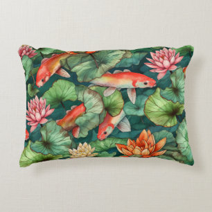 Almofada Decorativa Travesseiro de Ênfase Koi e Água Lírios