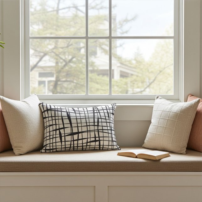 Almofada Decorativa Travesseiro de Ênfase Moderno Preto e Branco (Criador carregado)