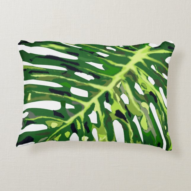 Almofada Decorativa Travesseiro de Ênfase Monstera Tropical (Verso)