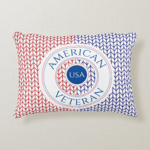 Almofada Decorativa TRAVESSEIRO de Ênfase VETERANA AMERICANO / Branco