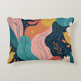 Almofada Decorativa Travesseiro de Fluxo Botânico Abstrato