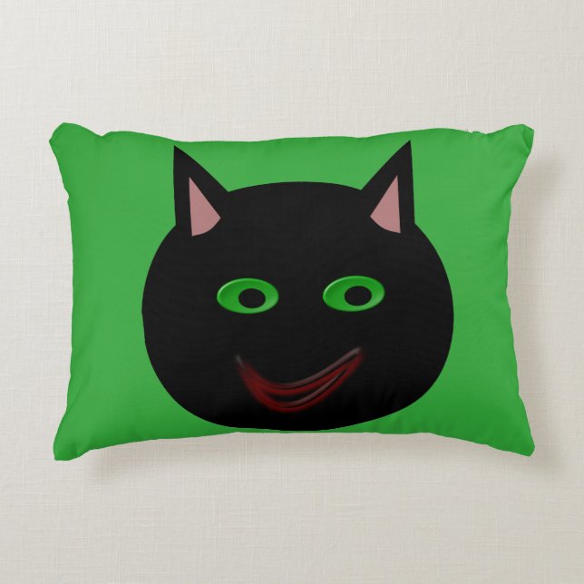 Almofada Decorativa Travesseiro de Gato Negro Halloween (Frente)