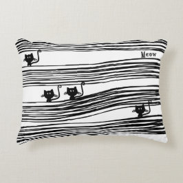 Almofada Decorativa Travesseiro de Gatos Cômicos em Preto e Branco