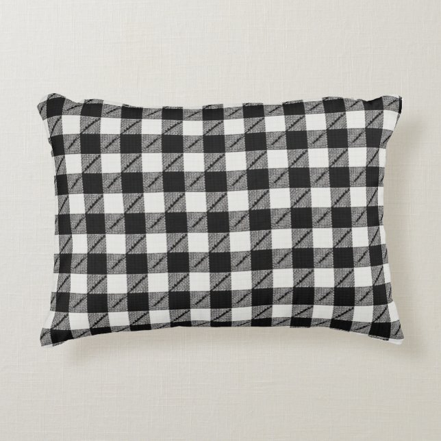 Almofada Decorativa Travesseiro de gingham preto (Frente)