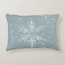 Almofada Decorativa Travesseiro de inverno Pewter Blue Snowflake