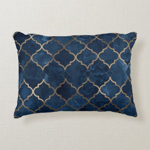 Almofada Decorativa Travesseiro de Luxo Árabe - Azul e Dourado Acento 