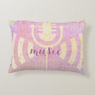 Almofada Decorativa Travesseiro de Música de Amor Rosa Pastel Grunge